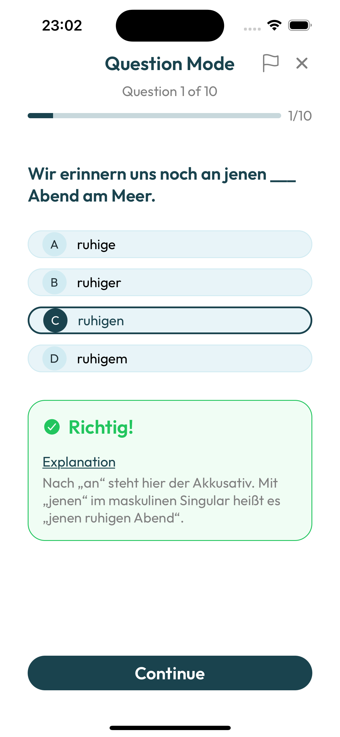 Multiple choice quiz
